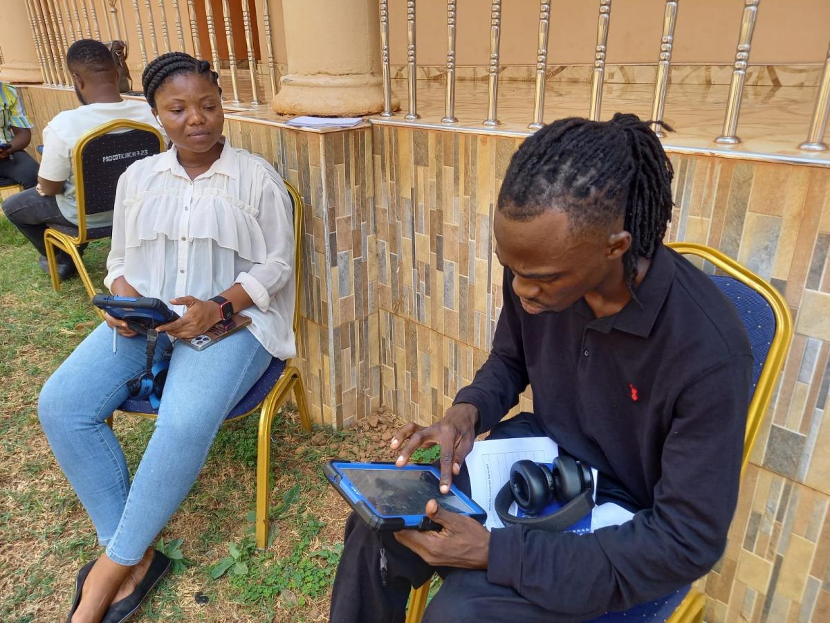 JobAgri enumerators during a pre-field training in Techiman, learning both digital data collection tools and local engagement techniques &copy; P. Girard, Cirad