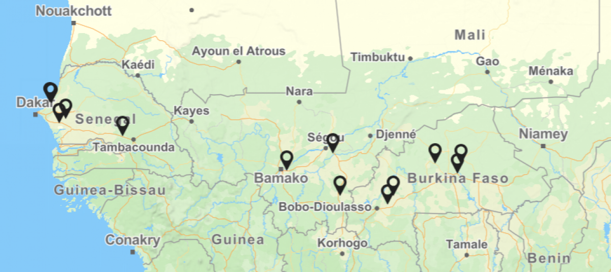 Zones d&rsquo;activit&eacute;s du projet FAIR Sahel