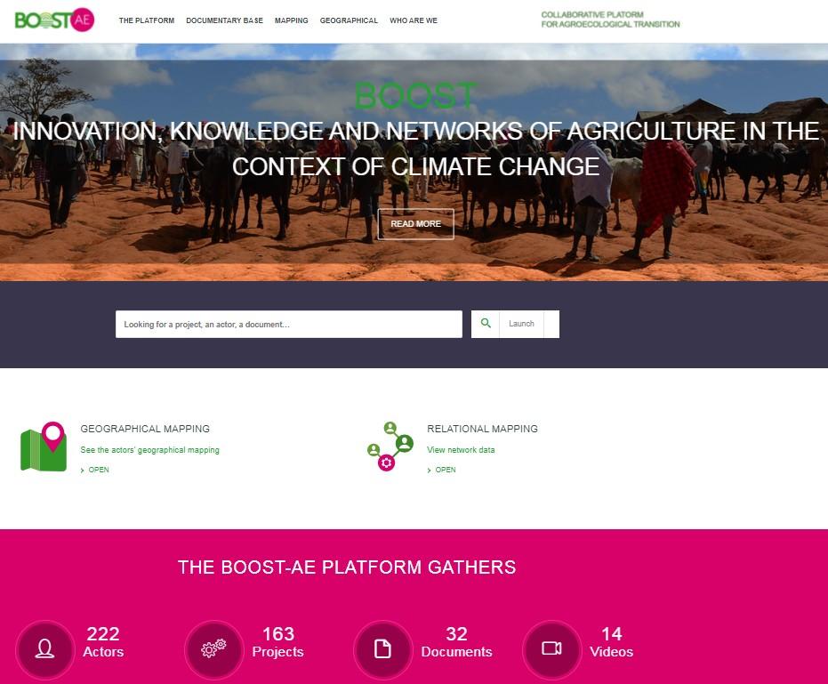 Screen grab of the Boost-AE collaborative platform for the agroecological transition website