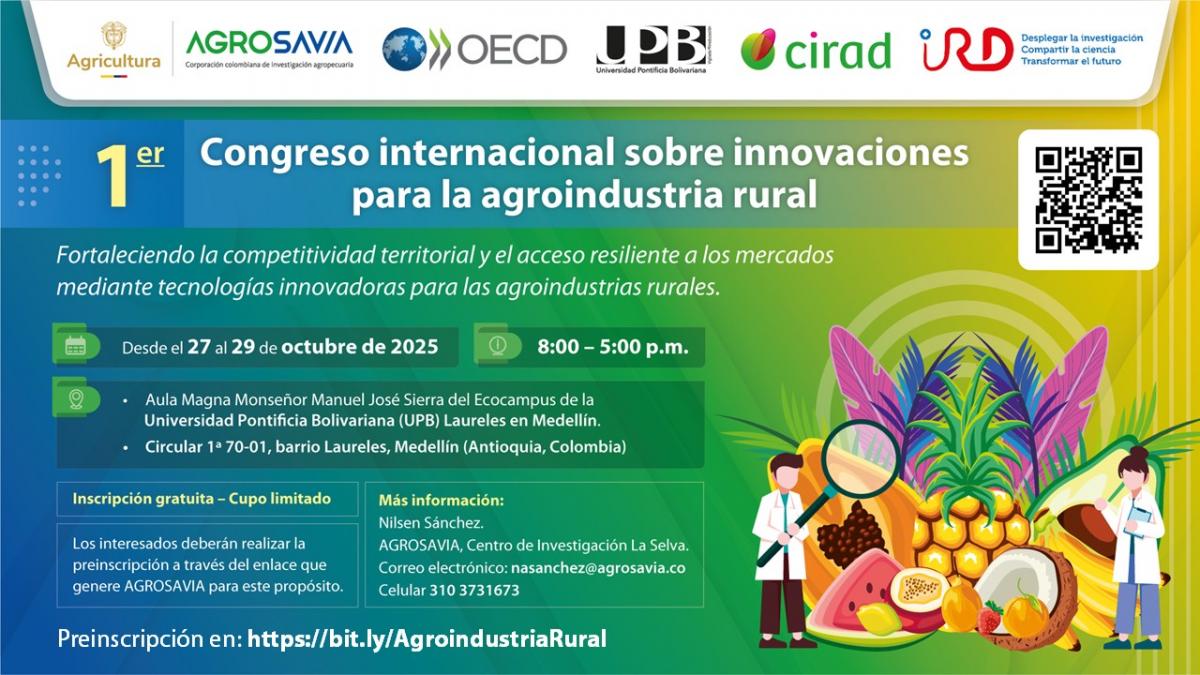 Banner del primer Congreso internacional sobre innovaciones para la agroindustria rural © Agrosavia.