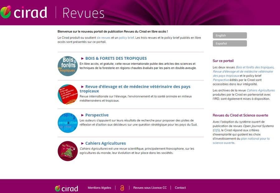 e nouveau portail « Revues du Cirad » permet d’accéder en ligne et au sein d’un même espace aux articles des revues éditées par le Cirad ou co-éditées en partenariat. © Cirad