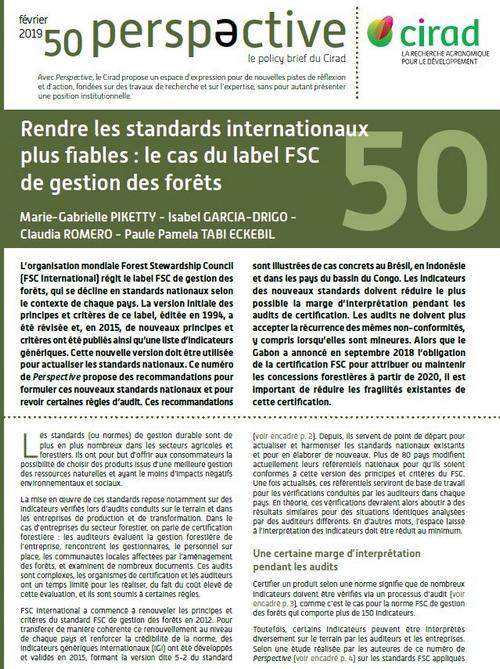 Perspective 50 - Making international standards more credible: the case of the FSC forest management label © CIRAD