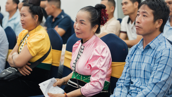 Representatives of farmers’ groups sit in the audience during the ASSET National Final Workshop in Dien Bien province.