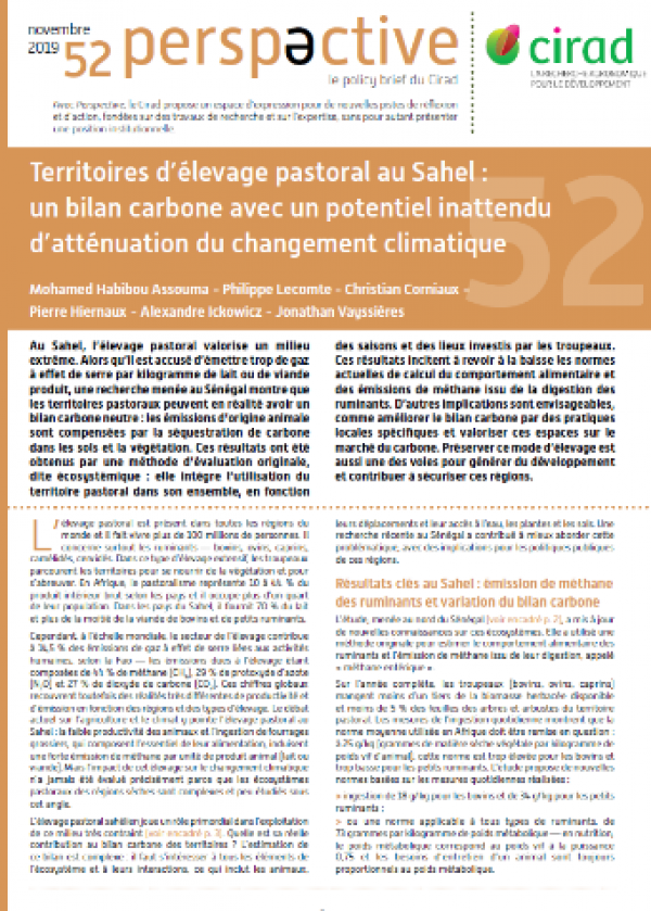 Territoires d'élevage pastoral au Sahel, H. ASSOUMA, Ph. LECOMTE, Ch. CORNIAUX, P. HIERNIAUX, A. ICKOWICZ, J. VAYSSIERE- Cirad 2019