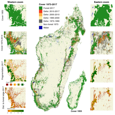 Change in forest cover in Madagascar from 1953 to 2017 © G.Vieilledent, CIRAD