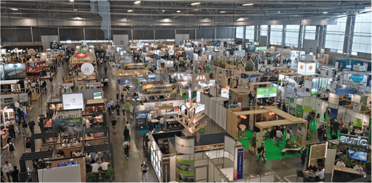Vista general de distintos estands del Carrefour International du Bois, Nantes, junio de 2026 &copy; ConForMa, ATIBT